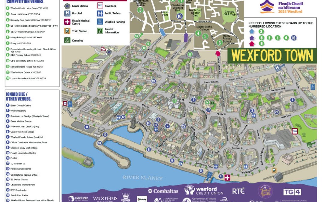 Wexford Fleadh Venues Hand Drawn Map