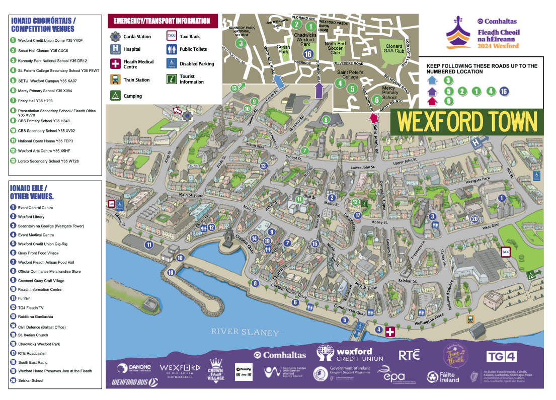 Wexford Fleadh Venues, hand drawn map Wexford Fleadh Venues, hand drawn map